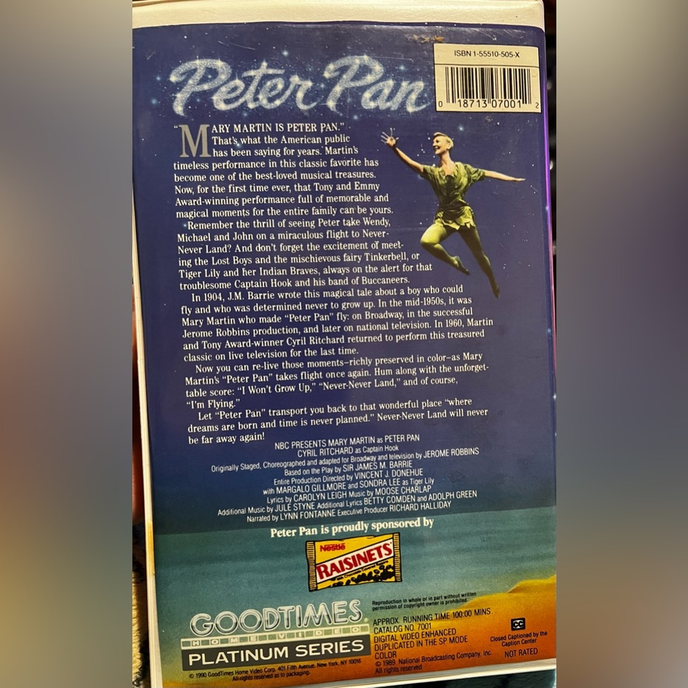 VHS PETER PAN starring Mary Martin, original family musical, collectors edition - Picture 3 of 3